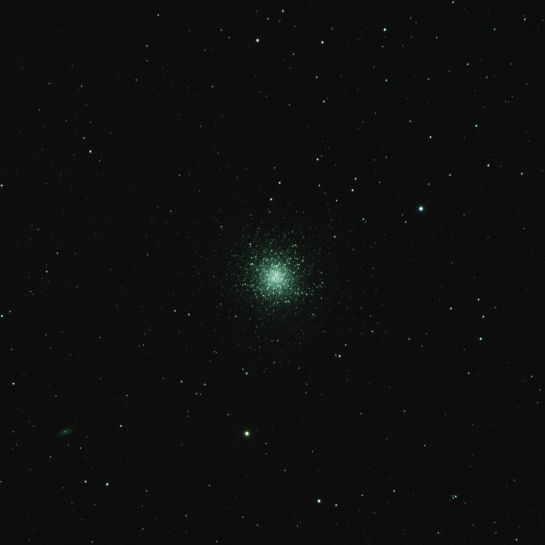 18 April 2014: Globular cluster M13 from Tebay Road. Altair Wave 115/805, ISO 1250, 8 minutes. 16 frames of 30 seconds.